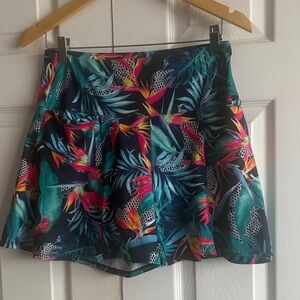 Lucky in Love Navy Shirt Skort Skirt with Tropical Pattern